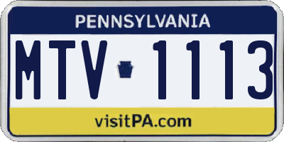 PA license plate MTV1113