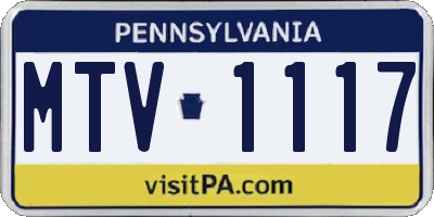 PA license plate MTV1117