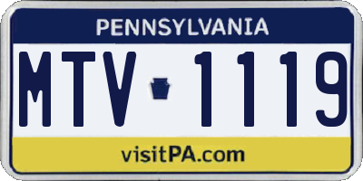 PA license plate MTV1119
