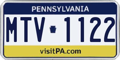 PA license plate MTV1122