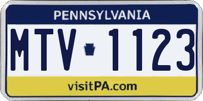 PA license plate MTV1123