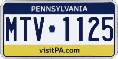 PA license plate MTV1125