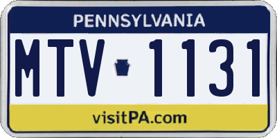 PA license plate MTV1131