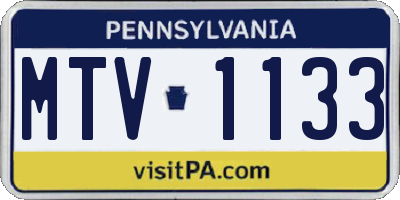 PA license plate MTV1133