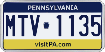 PA license plate MTV1135