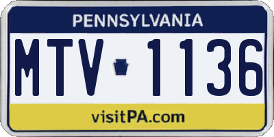 PA license plate MTV1136