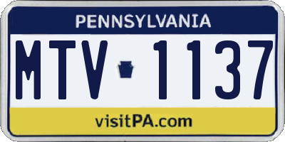 PA license plate MTV1137