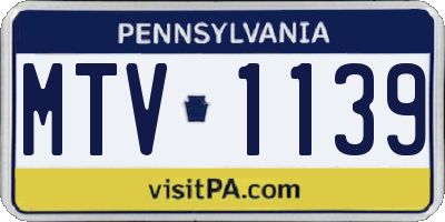 PA license plate MTV1139
