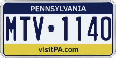 PA license plate MTV1140