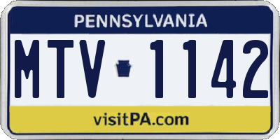 PA license plate MTV1142