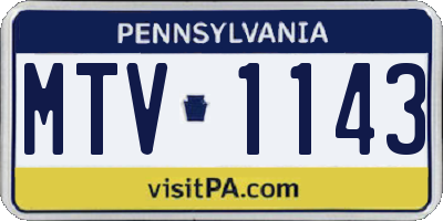 PA license plate MTV1143