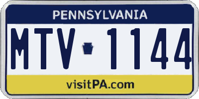 PA license plate MTV1144