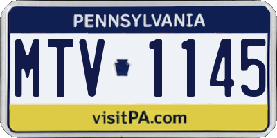 PA license plate MTV1145