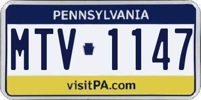 PA license plate MTV1147