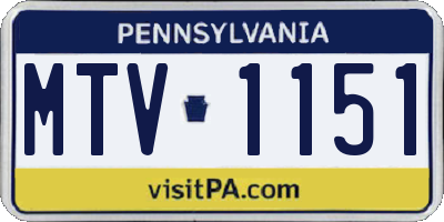 PA license plate MTV1151