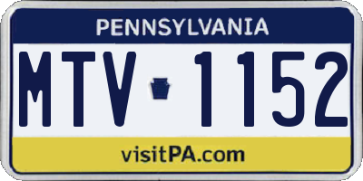 PA license plate MTV1152