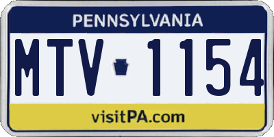 PA license plate MTV1154