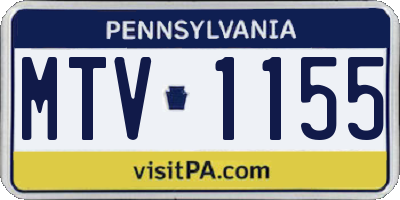 PA license plate MTV1155