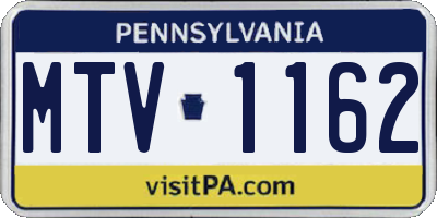 PA license plate MTV1162
