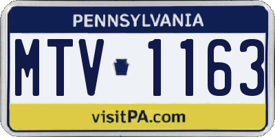 PA license plate MTV1163
