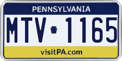 PA license plate MTV1165