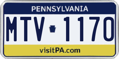 PA license plate MTV1170