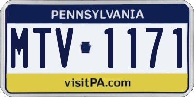 PA license plate MTV1171