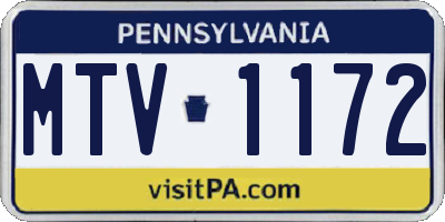 PA license plate MTV1172