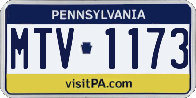 PA license plate MTV1173