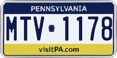PA license plate MTV1178