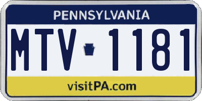 PA license plate MTV1181