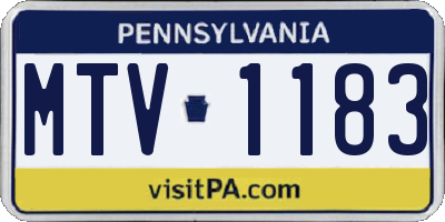 PA license plate MTV1183