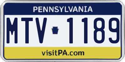 PA license plate MTV1189