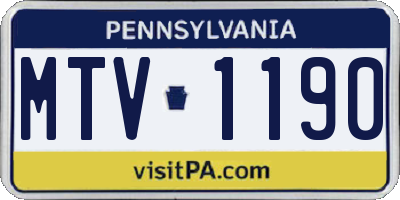 PA license plate MTV1190