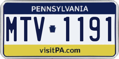 PA license plate MTV1191