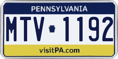 PA license plate MTV1192