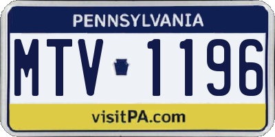 PA license plate MTV1196