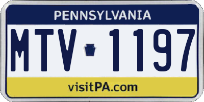 PA license plate MTV1197