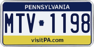 PA license plate MTV1198