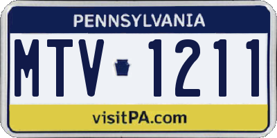 PA license plate MTV1211
