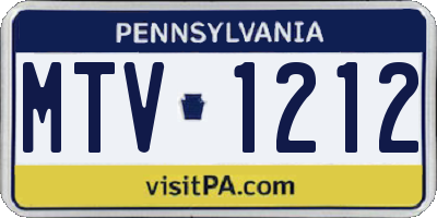 PA license plate MTV1212