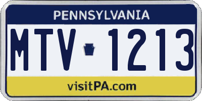 PA license plate MTV1213