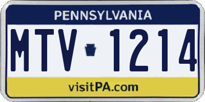 PA license plate MTV1214