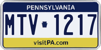 PA license plate MTV1217