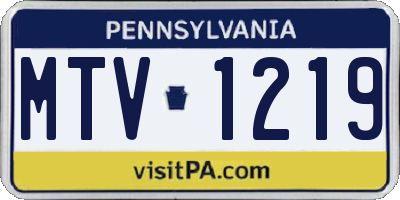 PA license plate MTV1219