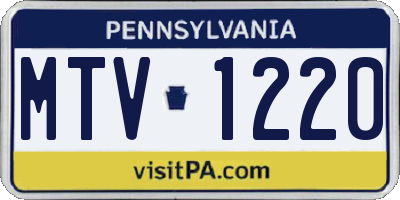 PA license plate MTV1220