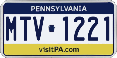 PA license plate MTV1221