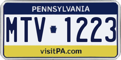 PA license plate MTV1223