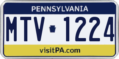 PA license plate MTV1224