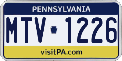 PA license plate MTV1226